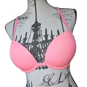 Victorias Secret Pink Peach Wear Everywhere Super Push-Up Bra Size 34B